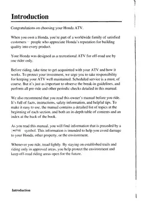 Honda TRX400FA FourTrax ATV Owner's Manual (2003) - Essential Guide for Safety and Maintenance Preview image 4
