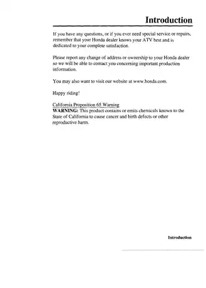 Honda TRX400FA/FGA FourTrax Rancher ATV Owner's Manual - Complete Guide for Safe Operating and Maintenance Preview image 5