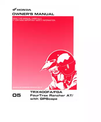 2005 Honda TRX400FA Rancher ATV owners manual Preview image 1