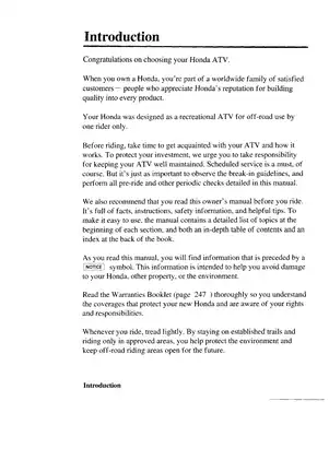 Honda TRX400FA/FGA FourTrax Rancher Owner’s Manual (2004-2005) Preview image 4