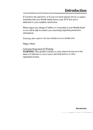 Honda TRX400FA/FGA FourTrax Rancher Owner’s Manual (2004-2005) Preview image 5