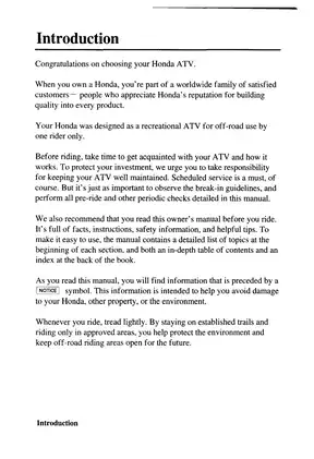 Honda TRX400EX Sportrax 400EX Owner's Manual - Essential Guide for Safe ATV Riding Preview image 4