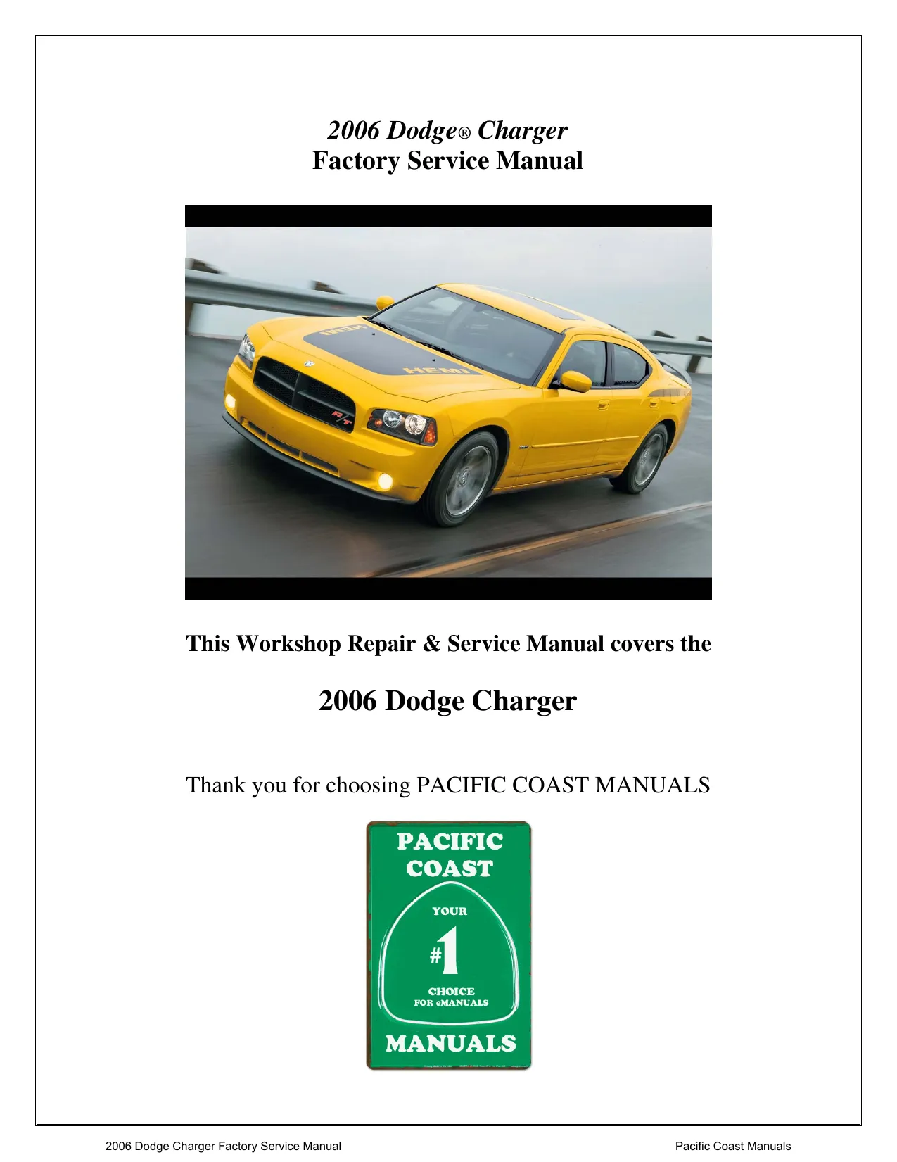 2006 Dodge Charger 300, 300C, SRT-8 series shop manual Preview image 1