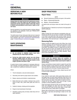 2002 Harley-Davidson Heritage Softail Classic, Fat Boy, Heritage Springer, Softail Standard, Night Train, Softail Deuce, Springer Softail manual Preview image 4