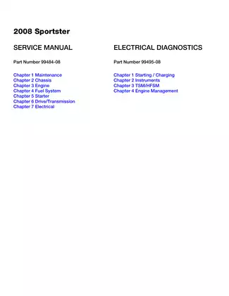 2008 Harley-Davidson Sportster XL 883, 1200 service manual Preview image 1