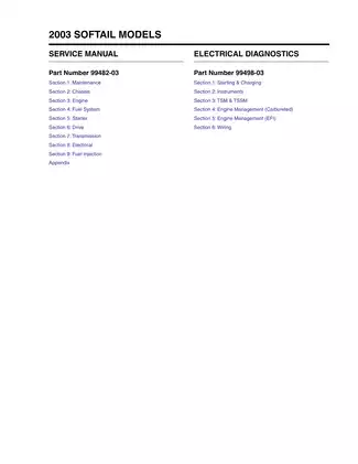 2003 Harley Davidson Softail Service Manual - Complete Electrical Diagnostics and Maintenance Guide Preview image 1