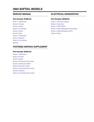 2004 Harley Davidson Softail, FLST, FXST service repair manual Preview image 1