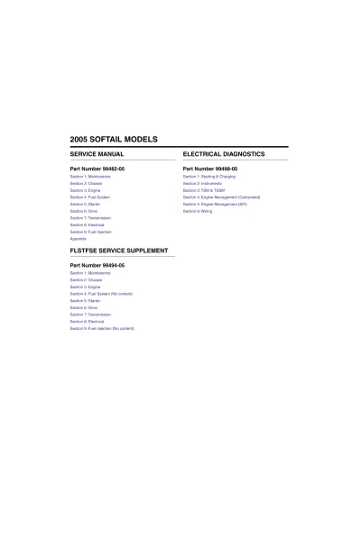 Preview: 2005 Harley-Davidson Softail FLST, FXST Factory Service Manual (P/N 99482-05)