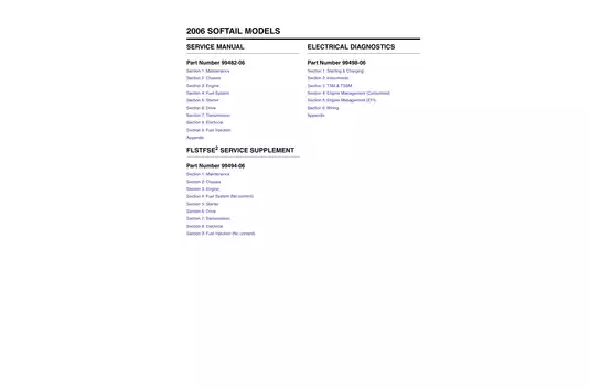 2006 Harley-Davidson Softail, FLST, FXST models repair manual Preview image 1