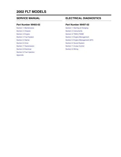Preview: 2002 Harley-Davidson FLHT, FLHTC, FLHR, FLTR & FLT Service Manual (P/N 99483-02)