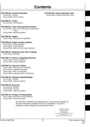 John Deere 120C excavator technical repair manual  Preview image 2