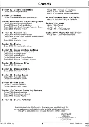 John Deere 444J, 544J, 624J Loader Repair Technical Manual Preview image 2