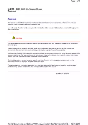 John Deere 444J, 544J, 624J Loader Repair Technical Manual Preview image 3