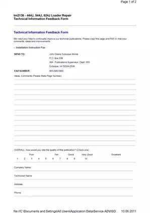 John Deere 444J, 544J, 624J Loader Repair Technical Manual Preview image 4