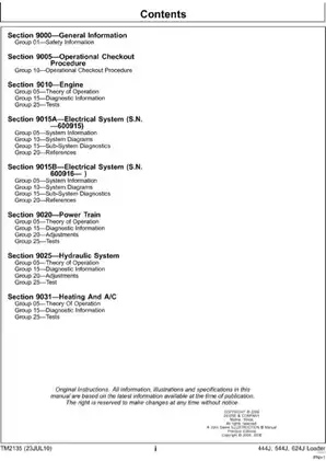 John Deere 444J, 544J, 624J Loader Operation and Tests Manual Preview image 2