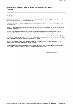 Comprehensive Repair Manual for 544E, 544E LL, 544E TC, 624E, and 644E Loaders Preview image 3