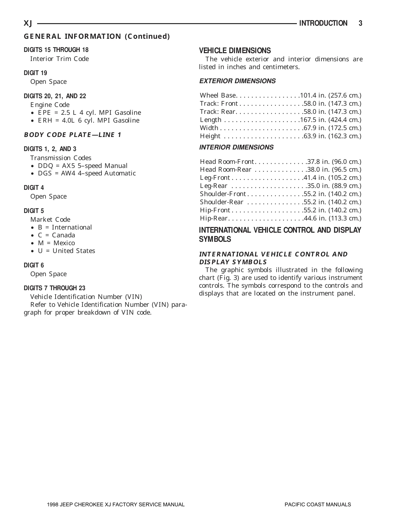 1998 Jeep Cherokee XJ Factory Service Manual Preview image 5