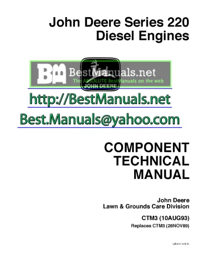 Preview: John Deere Series 220 Diesel Engines Technical Manual (CTM3)