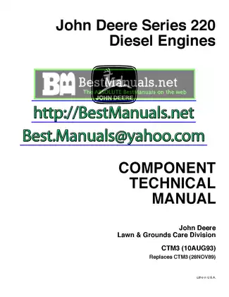 John Deere 220 series diesel engine technical service manual Preview image 1