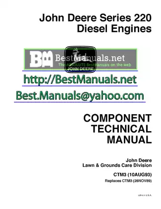 Complete Technical Manual for John Deere Series 220 Diesel Engines