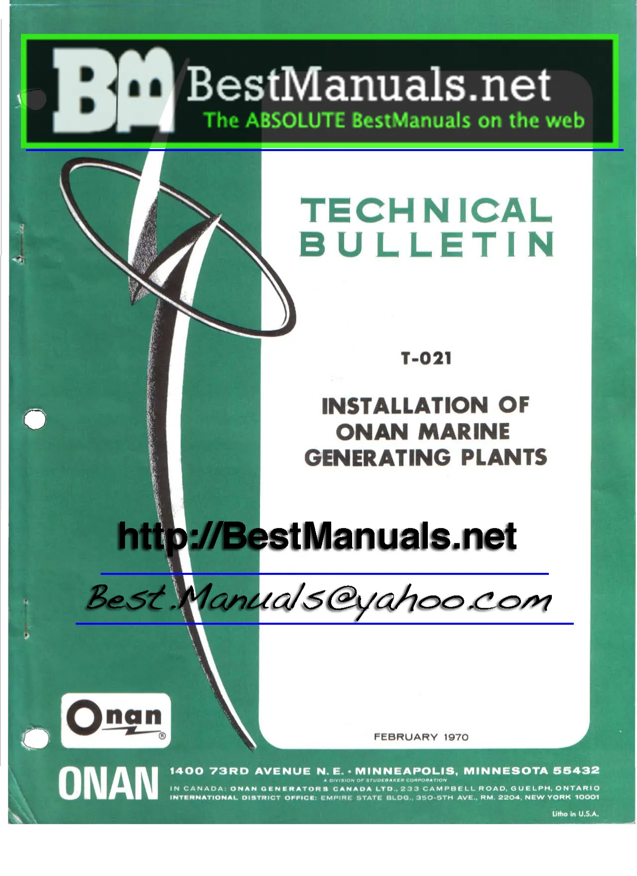 Onan MDJE generator parts catalog, operators service repair manual Preview image 1