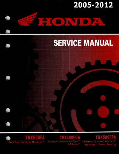 Preview: 2005–2012 Honda FourTrax Foreman Rubicon 500 Service & Repair Manual