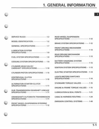 2005-2012 Honda Foreman Rubicon 500 service manual Preview image 5