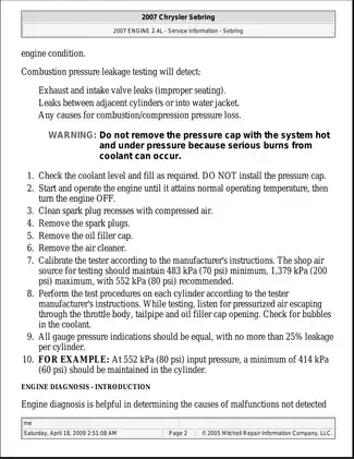 2007-2009 Chrysler Sebring repair manual Preview image 2