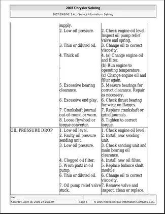 2007-2009 Chrysler Sebring repair manual Preview image 5