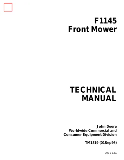 Preview: 1996 John Deere F1145 Front Mower Factory Workshop Repair Manual (TM1519)