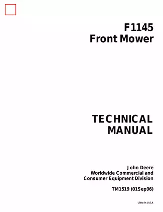 John Deere F1145 front mower technical manual