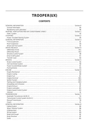 2000 Isuzu Trooper, Rodeo, Amigo workshop manual Preview image 2