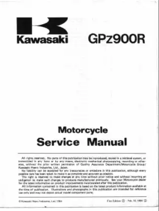 Kawasaki GPZ900R Motorcycle Service Manual | Comprehensive Guide Preview image 3