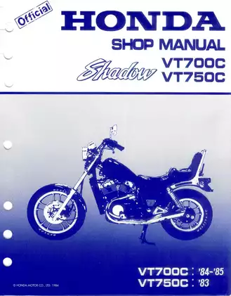 1983-1985 Honda VT 750 C, VT 700 C Shadow shop manual Preview image 1