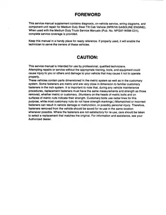1998 Isuzu NPR/NPR HD W-Series V8 Gasoline Engine Service Manual Preview image 4