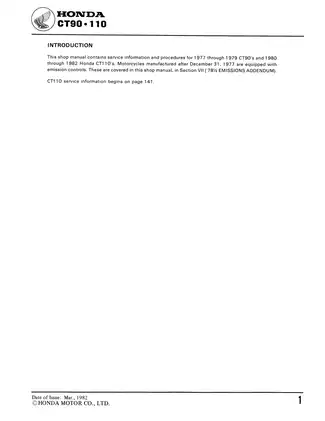 Comprehensive Repair Manual for Honda CT90 and CT110 Motorcycles (1977-1982) Preview image 2