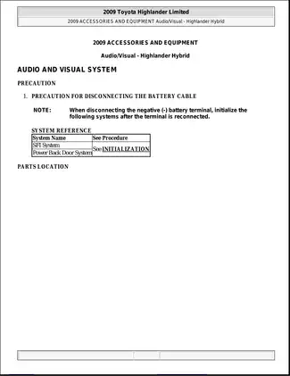 2008-2010 Toyota Highlander Hybrid SUV manual Preview image 1