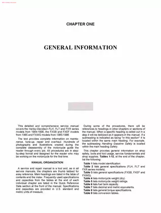 1984-1998 Harley-Davison Touring FLH, FLHT, FXR, FXWG repair manual
