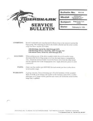 1995 Tigershark Montego, Deluxe, and Monte Carlo Service Manual Preview image 5