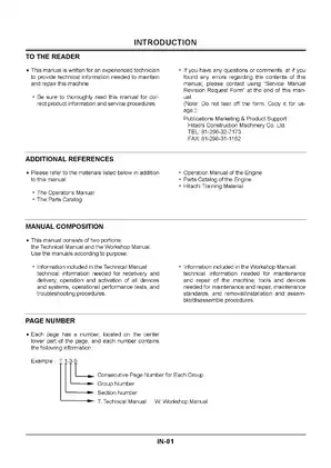 Hitachi ZAXIS Excavator Service Manual - KM-178E Preview image 3