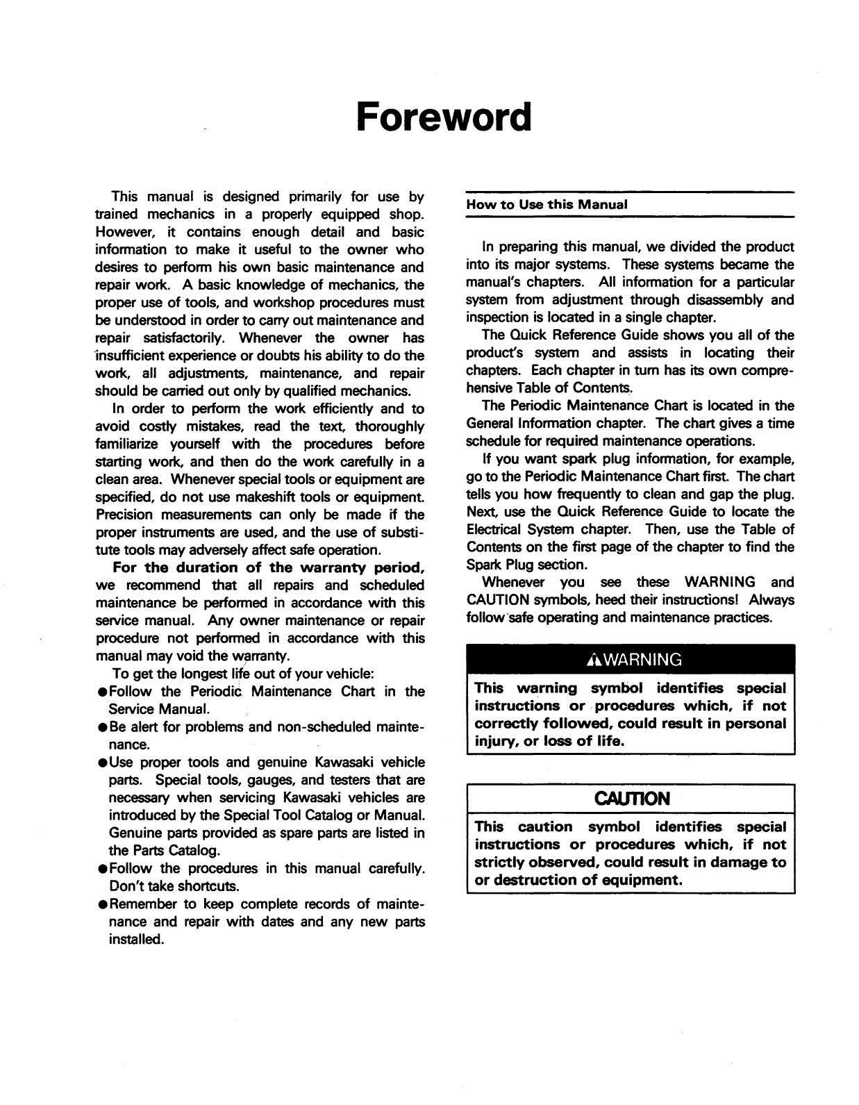 Kawasaki MULE 2510 & 2520 Utility Vehicle Service Manual Preview image 3