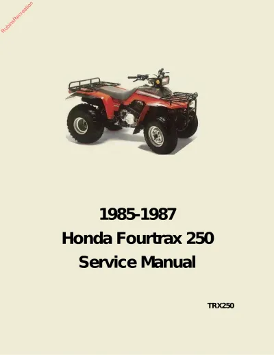 Preview: 1985–1987 Honda TRX250 Fourtrax ATV Factory Service & Repair Manual (P/N 61HA800)