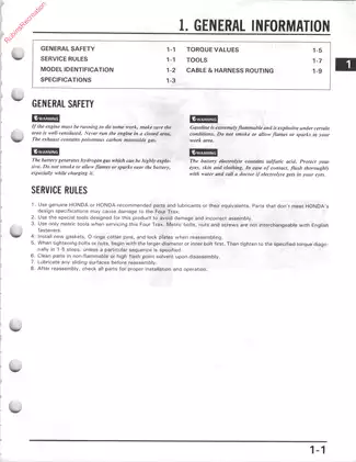 1985-1987 Honda Fourtrax 250, TRX250 ATV manual Preview image 4