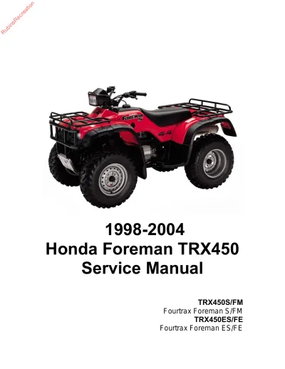 Preview: 1998–2004 Honda Foreman TRX450S/FM and TRX450ES/FE Service Manual (P/N 61HN006)