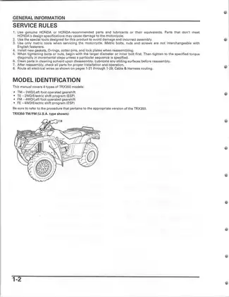 2004-2006 Honda Fourtrax Rancher 350, TRX 350TE, TM, FE, FM repair manual Preview image 5