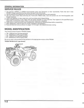 Honda Fourtrax Rancher TRX350 Service Manual (2004-2006) Preview image 5