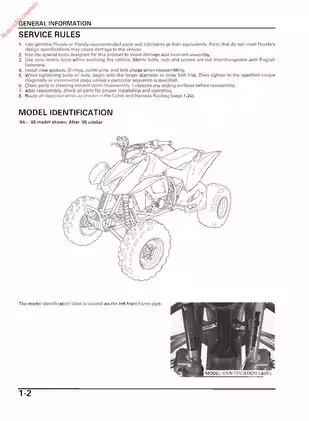 2004-2009 Honda TRX450R, TRX450ER service manual Preview image 5