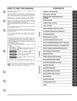 2004-2007 Honda Rancher AT, Fourtrax Rancher 400 , TRX400FA, TRX400FGA service manual Preview image 2