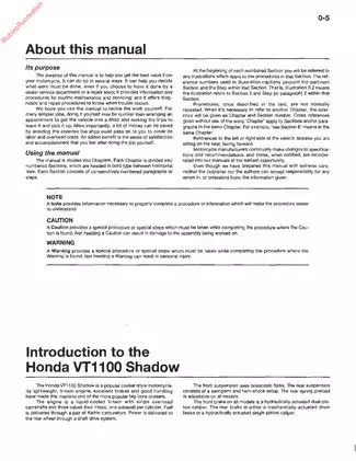 Comprehensive Honda Shadow VT1100 Service Manual (1985-1998) Preview image 4