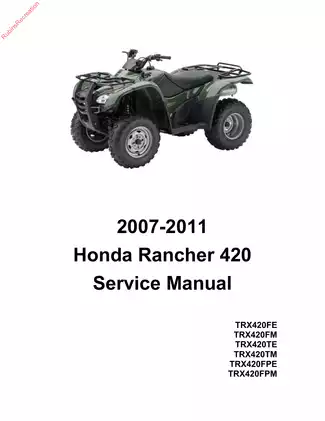 2007-2011 Honda Rancher 420, TRX420 ATV service manual Preview image 1